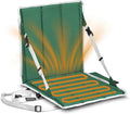 Heated Stadium Seat, Battery Powered (not Included) Foldable, Lightweight Foldable with Back Support & Carrying Strap for Sports Games, Camping, Outdoor Events, Green/White