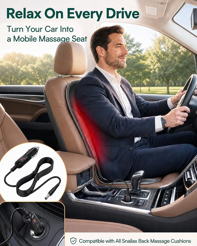 12V Car Adapter Compatible for All Back Massage Cushion Cigarette Lighter Car Charger Adapter…