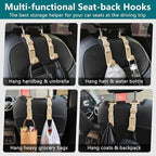 Headrest Hooks for Car Adjustable 4 Pack Vehicle Seat Back Organizer Storage Hanger Holder for Purse Bags Universal Fit with Clip Beige