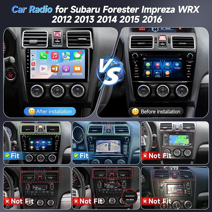 8Core Android 12 Car Radio for Subaru Forester Impreza WRX 2015 2016 2017 2018 2019 2020 2021, 9inch IPS Touch Screen for Subaru with Carplay Android Auto Bluetooth GPS WiFi Camera