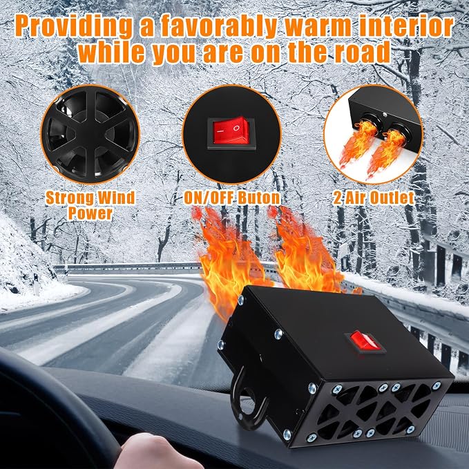 500w Car Heater 12 Volt Camping Heaters Kit Car Camping Windshield Window Defogger Defroster for Winter Automobile Windscreen Camper(12v)