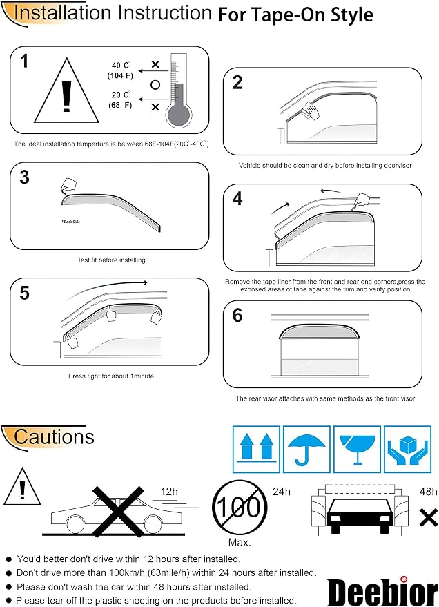 2pcs Original Shatterproof Rainproof Side Window Wind Deflectors for 10-25 Camaro,Tape-on Rain Guards Sets,Nice Looking Window Visors for Cars,Vent Deflector for Chevrolet 2010-2025 Camaro 92341