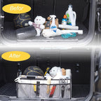 Car Trunk Organizer, Car Organizers and Storage Collapsible Multi Compartment Container Box, Adjustable Car Accessories for SUV Sedan Truck, Standard Size, Grey