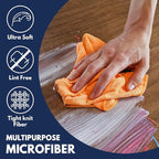 Microfiber Cleaning Cloth - 8 Pcs 12"x11" - High Performance - 1200 Washes, Ultra Absorbent Towels Weave Grime & Liquid for Streak-Free Mirror (Pack of 8)