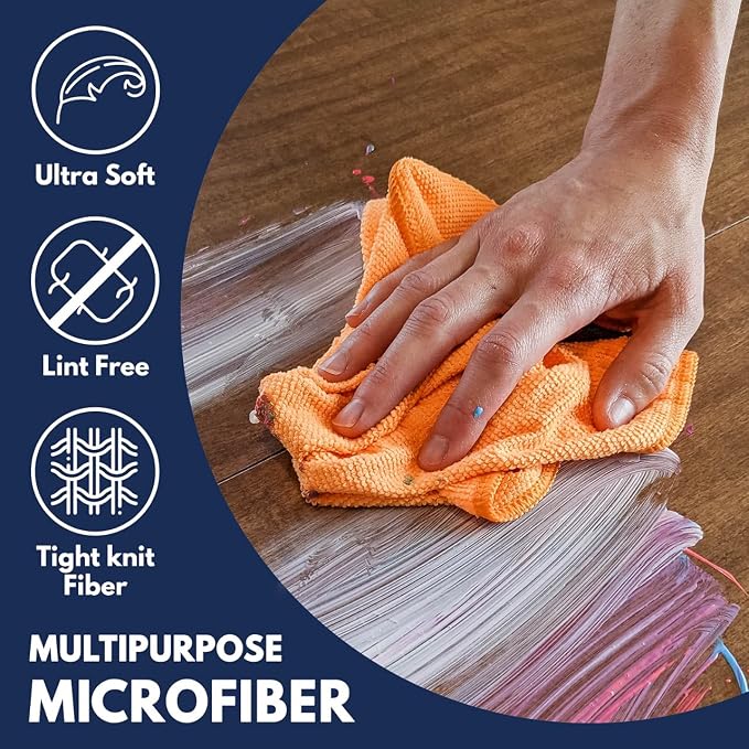 Microfiber Cleaning Cloth - 8 Pcs 12"x11" - High Performance - 1200 Washes, Ultra Absorbent Towels Weave Grime & Liquid for Streak-Free Mirror (Pack of 8)