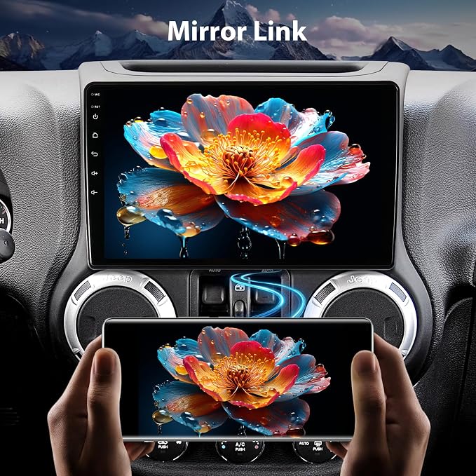 64G Car Radio for Jeep Wrangler JK 2007-2018/Compass/Grand Cherokee, 10.2" Touch Screen Plug and Play Android 13 Car Stereo Wireless Carplay/Android Auto/1080P Backup Camera/AM & FM/Canbus