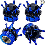 4PCS Crown Bling Tire Stem Valve Caps, Crystal Diamond Car Wheel Tire Valve Caps Universal Copper Core Stem Covers for Cars, SUV, Trucks, Bikes, Motorcycles, Bicycles (Blue & Black)