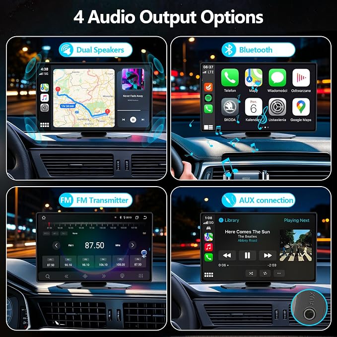 9" Wireless CarPlay Screen with Apple Car Play & Android Auto for Car, OTA Updates, Backup Camera, Bluetooth 5.0, Mirror Link, Voice Control, GPS Navigation, FM, AUX