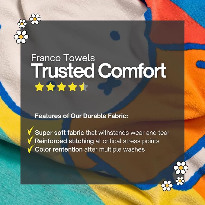 Miffy Kids Cotton Beach Towel, 58 x 28 Inch, Soft & Absorbent Pool, Bath & Beach Towel (Officially Licensed Product) by