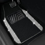 3 Row Bling Diamond Car Mats Shining Carpet Rhinestones Sparkly Glitter Floor Mats Anti-Slip PVC Heel Pad Universal for Automotive SUV,Sedan,Van, 3rd Row 2 Rear for Girl Women, Black Silver