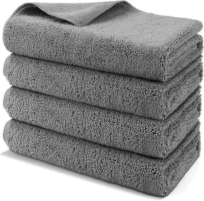 Professional Large Microfiber Car Drying Towels 4 Pack, Lint Free, Scratch Free, Highly Absorbent Drying Towel for Cars, SUVs, RVs, Trucks, and Boats,31" x 24 ",Grey