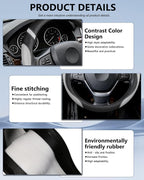 Steering Wheel Cover for Men Women Leather Universal Steering Wheel Covers for Car 15inch (Gray)