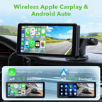 6.86" CarPlay Screen with Dual Dash Cam 2.5K Front 1080P Rear | Apple CarPlay & Android Auto, Mirror Link, Voice Control, GPS Navigation — Access maps, music and calls for daily drives.