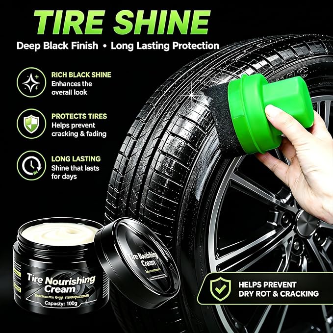 XINDELL Wheel & Tire Cleaning Kit, Deep-Reach Wheel Brush Set for Rims, Spokes, Lug Nuts and Tire Sidewalls, Scratch-Safe Car Detailing Tools with Covered Tire Shine Applicator | Not Just a Brush — A Complete Tire & Wheel Care System