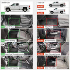 Floor Mats 2014-2018 for Chevy Silverado/GMC Sierra 1500, 2015-2019 2500HD 3500 HD (Double Cab, Bench Seat Only) All Weather TPE Custom Fit Car Floor Liners, with Carpet Floor Only