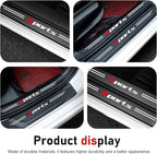 4 PCS Car Door Sill Protector, Carbon Fiber Leather Threshold Guard Strips, Anti-Scratch Auto Door Entry Guards Sill Protector, Universal for Most Vehicles (Black)