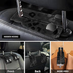 Car Seat Headrest Hook, Universal Leather Cute Hanger Holder Hook, Storage Organizer Interior Accessories for Purse Bags Handbag Black Luxury Leopard