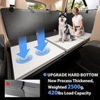 Back Seat Extender for Dogs-Large Space, Hard Bottom PU Leather Dog Car Seat Cover for Back Seat 420lb, Anti-Scratch Backseat Extender for Dogs,Waterproof Dog Hammock for Car, SUV, Truck