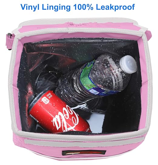 Waterproof Car Trash Can with Lid and Pockets, 2.5 Gal, Pink | Leakproof, Collapsible Multipurpose Car Bin with 3 Side Storage Pockets, Adjustable Straps