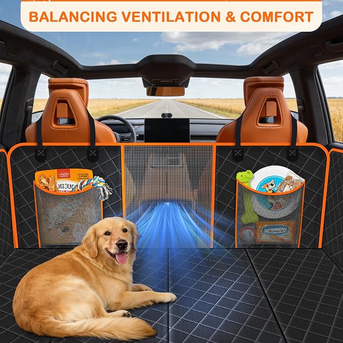 TNELTUEB Dog Car Seat Cover with Bed Mat, Back Seat Extender for Dogs (Black)