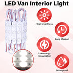 60 Led Van Interior Light Kits, 12V Led Light Strip, Cargo Van Accessories, Ceiling Work Lights Kit, Enclosed Trailer Lights for Truck Vans RV Boats Caravans, 20 Modules(White)