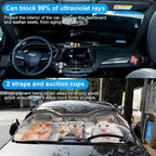 Cute Mouse Foldable Windshield Snow Cover, Reflective Accordion Car Windshield Snow Cover, Sun Visor for Car Windshield, Ultimate Heat & UV Protection, Suitable for Most Cars, 54" L x 27.6" W