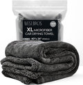 Extra Large Car Drying Towel 40"x24", 1300 GSM Car Towel, Gray | XL Professional Drying Towels Car Detailing with Double Twisted Loop, Super Absorbent Microfiber Drying Towels for Cars