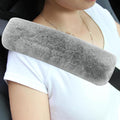 Authentic Sheepskin Seatbelt Cover Real Wool Car Truck SUV Airplane Seat Belt Shoulder Pad for Carmera Backpack Straps Neck Cushion Protector 2 Pack Light Grey