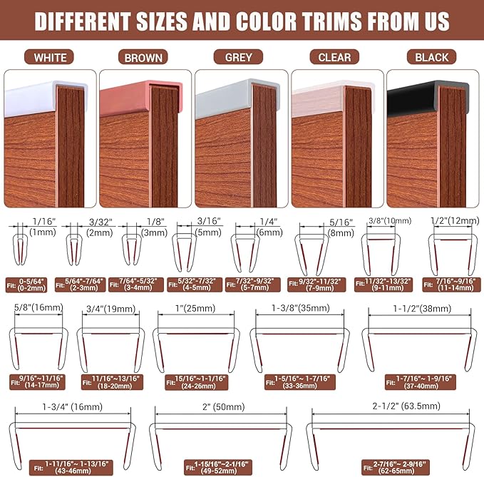 Rubber Edge Trim, Flexible Self Adhesive U Shaped Peel and Stick Edge Banding, 1-3/8"(35mm) U Channel Edge Protector for Door Sides, Edge Guards for Woods, Furniture, 20Ft, Brown Color