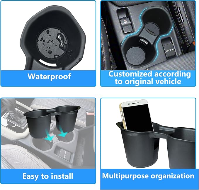 Cup Holder Insert for Forester 2026 2025 Accessories Center Console Cup Holder TPE Non-Slip Front Drink Stopper Organizer for 2025 Forester Interior Decoration Black