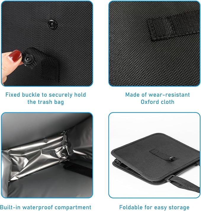 Foldable Car Trash Can, Waterproof Large Capacity Automotive Hanging Trash Bin, Leakproof Auto Garbage Bag Storage Container for All Vehicles, Interior Car Accessories (Large)