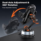 Car Phone Holder Mount, Strong Suction Dashboard & Windshield Phone Holder for Car, Hands-Free, Fit with iPhone Samsung All Phones, Ideal for Delivery & Uber Driver (Black-Twist-Lock Suction)