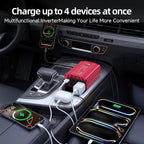 400W Car Power Inverter for Vehicles – DC 12v to AC 110v Car Plug Adapter Outlet with PD 30W USB-C &USB-A 3.0 Fast Charging, Car Charger Cigarette Lighter Adapter for Laptop, Road Trip, Camping
