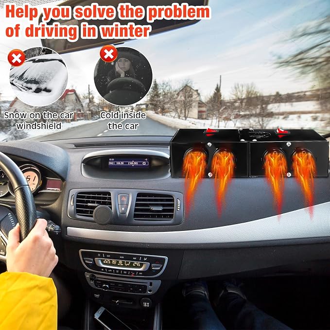 500w Car Heater 12 Volt Camping Heaters Windshield Heater Kit Window Defogger Defroster for Winter Automobile Windscreen Car Camper (12v)