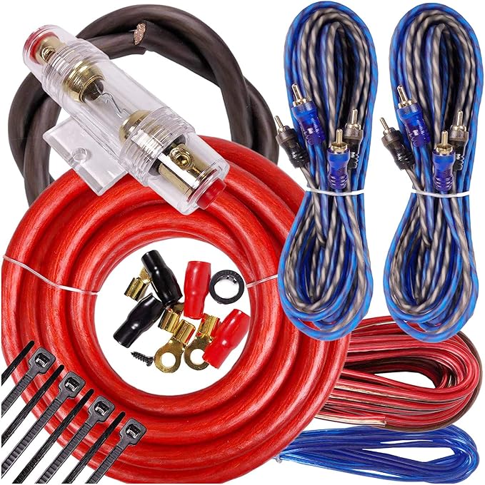Complete 4 Channels 2000W Gravity 4 Gauge Amplifier Installation Wiring Kit Amp Pk1 4 Ga Red - for Installer and DIY Hobbyist - Perfect for Car/Truck/Motorcycle/Rv/ATV