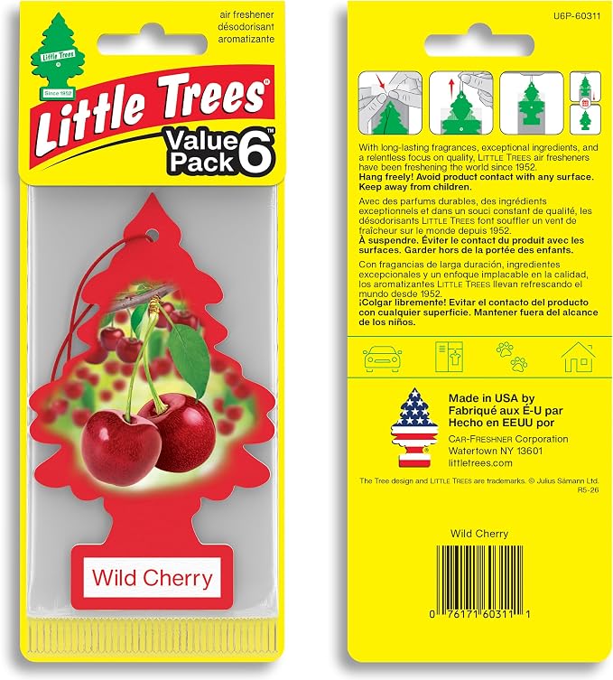 Car Air Freshener | Hanging Tree Provides Long Lasting Scent for Auto and Home | 24 Air Fresheners |Wild Cherry