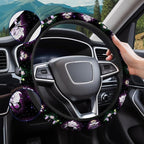 Purple Dark Fantasy Steering Wheel Cover, Polyester Non-Slip Car Wheel Grip, Universal 15 Inch Auto Accessory