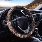 Aztec Brown Cow Print Red Auto Steering Wheel Cover Unviersal 15 inch Steering Wheel Wrap Cover Auto Interior Accessories Decor All Seasons