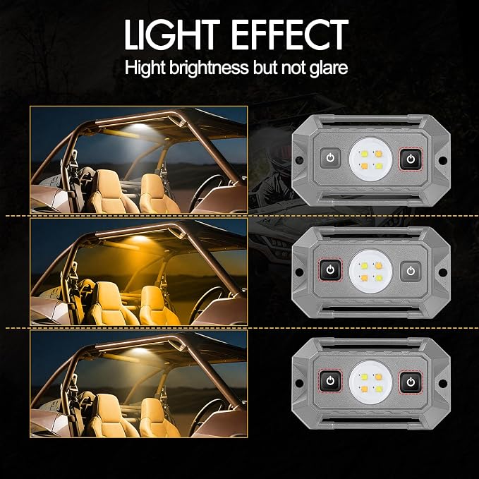 UTV Dome Light 12V Wired, Interior Dome Light with Switch Waterproof Universal LED Roll Bar Mount Roll Cage Lights Cab Map Lights for UTV Polaris RZR Ranger SXS - White/Amber