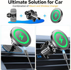 for Magsafe Car Mount Charger【100% Stable】15W Magsafe Car Charger Magnetic Phone Holders for Your Car Accessories for Women Men car Phone Holder Wireless Car Charger for iPhone (Carbon Fiber)