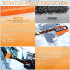 Ice Scraper and Snow Brush for Car Windshield, 24.75" Removable Snow Removal Tool, Automotive Exterior Accessories and Winter Essentials for Cars, Trucks, and SUVs,Orange