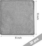 Cleaning Cloth Dry Erase Cloth Cleaning Rags Reasonable Kitchen Towels Microfiber Towels Cars Wash(6 x 6 Inch,Gray,30 Pcs)
