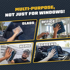Clean Stroke Dual-Sided Microfiber Glass Towels - 16 x 16 Premium Streak-Free Cloths for Cars, Trucks, SUVs - Scratch-Free, Lint-Free Detailing Towels for Clear Glass & Mirrors (2 Pack)
