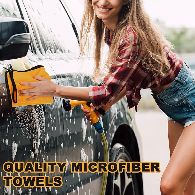 80 Pcs Yellow Microfiber Towels: 16"x16" Microfiber Drying Towels Bulk Micro Fiber Car Cleaning Cloth for Cars Drying Washing Polishing Cleaning Household Supplies