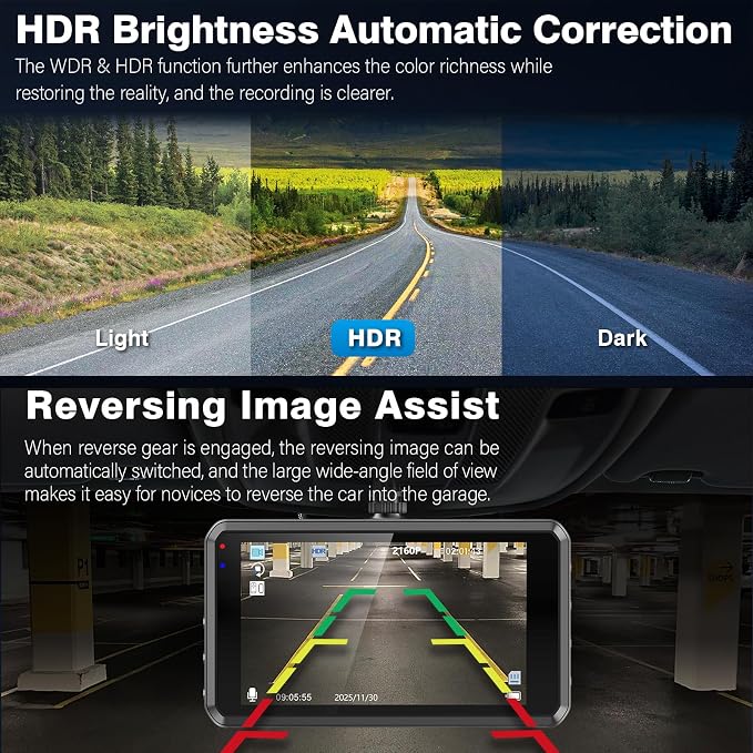 SHRINLUCK 2K Dual Dash Camera for Cars, Free 64G SD Card, FHD 2K+1080P Dash Cam Front and Rear,3.2'' IPS Screen,176° Wide Angle Dashcam,24H Parking Monitor,G-Sensor,Loop Recording,Night Vision,WDR