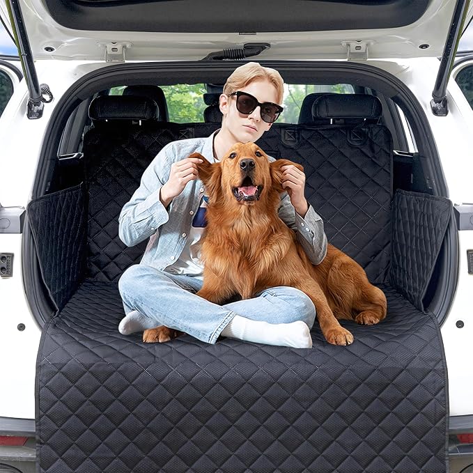 SUV Cargo Liner for Dog Car Seat Cover for Pet Dogs Waterproof Cargo Cover Dog Seat Mat for SUVs Sedans Vans with Bumper Flap Protector, Non-Slip, Black 70"x40"