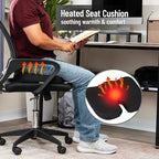 Heated Memory Foam Seat Cushion with Air-Cloud Support, Slim Ergonomic Cushion with 4 Heat Settings Timer and Auto Shut-Off, Black