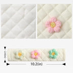Soft Auto Seat Belt Cover Seatbelt Shoulder Pad Cushions 2 PCS for a More Comfortable Driving Universal Fit for All Cars and Backpack Off-White Knitted Flower (Green & Pink)