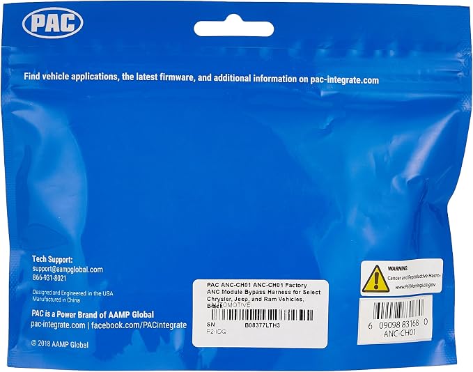 ANC-CH01 ANC-CH01 Factory ANC Module Bypass Harness for Select Chrysler, Jeep, and Ram Vehicles, Black