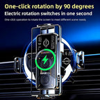 Wireless Car Charger, 2026 Upgrade 15W Fast Charging with LED Light Auto Clamping Phone Holder for iPhone 16/15/14/13 Mini Pro Max, Samsung Galaxy S25 Ultra, S24/S23 etc (Black + Fixed Bracket)